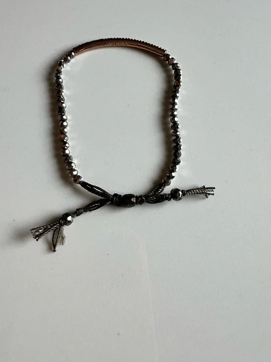 Stella & Dot Hematite Bead Bracelet with Gold Pave Bar - Picture 3 of 4